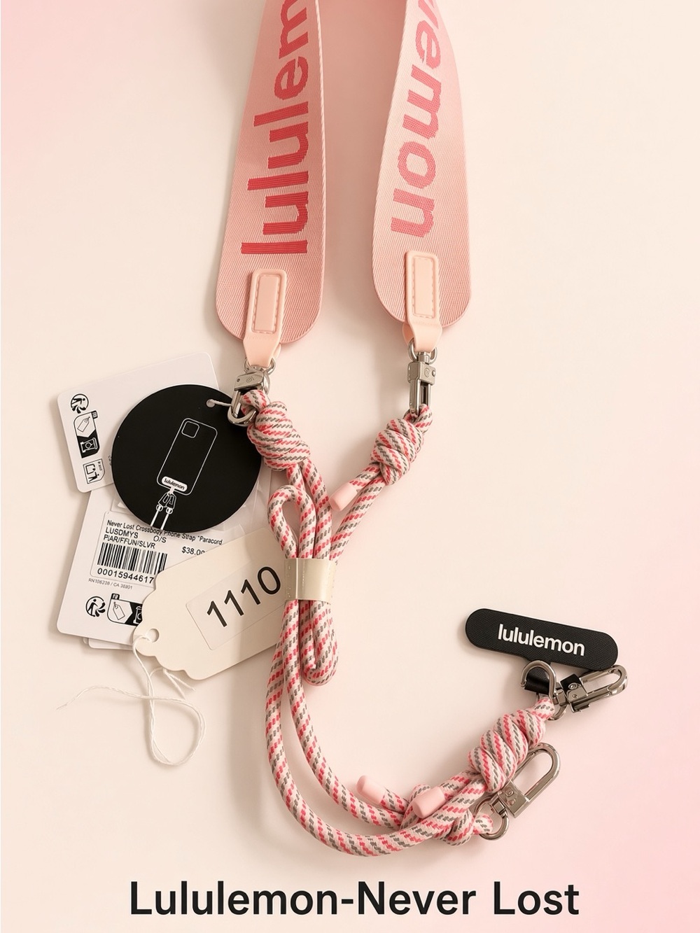 1110,Authentic lululemon athletica Pink Never Lost Phone Crossbody Strap”Paracor